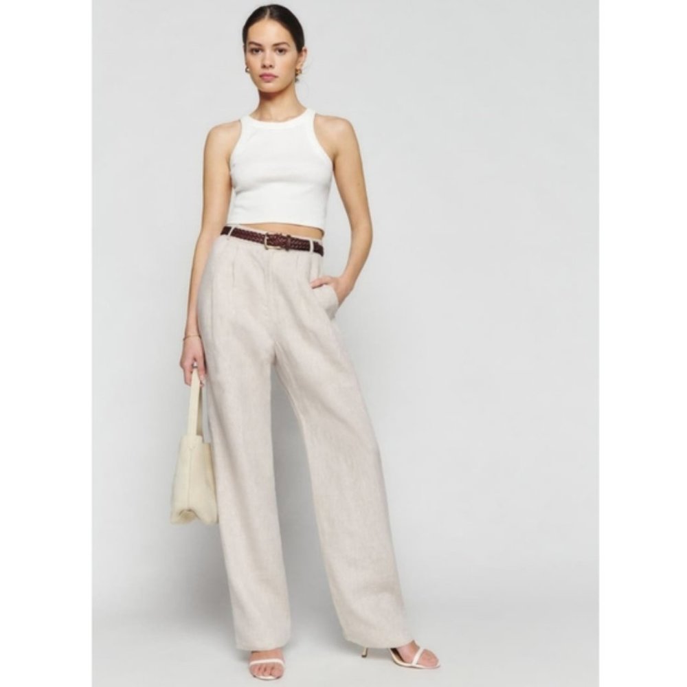 NWT Reformation Mason Linen Pant - Oatmeal
